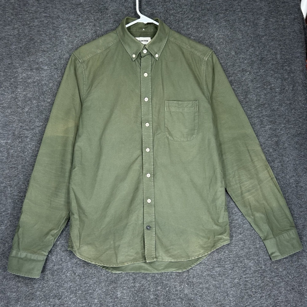 Taylor Stitch Shirt Mens 38 Small Green Faded The Jack Oxford Organic Cotton